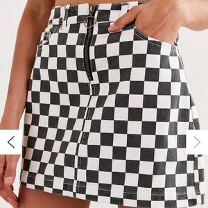 Urban Outfitters BDG Checkered Denim Zip Mini Skirt